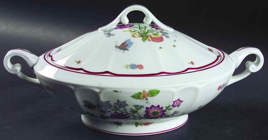 Meissen (Inner Red Line) Oval Covered Vegetable by Charles Field Haviland-1