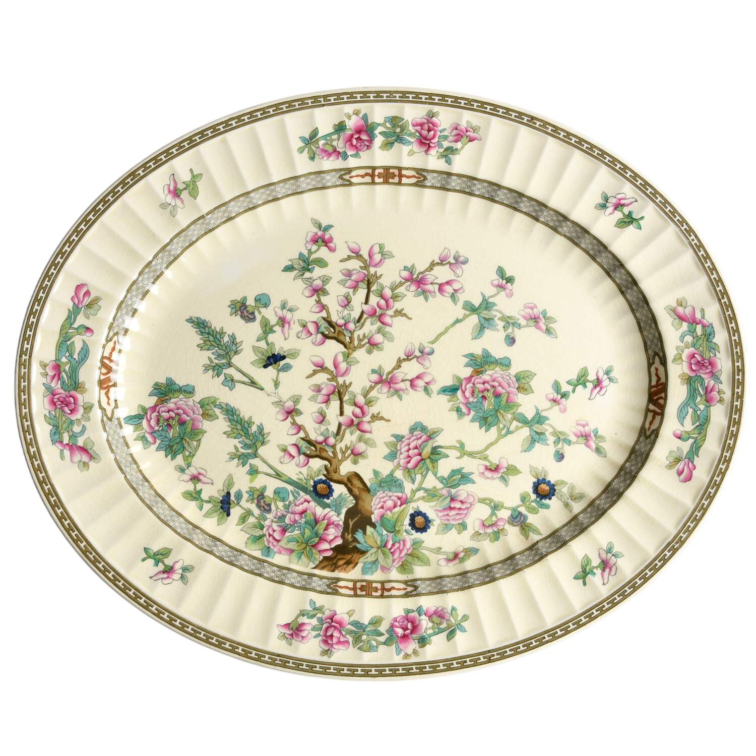 Indian Tree 16" Oval Serving Platter by Crown Ducal-1