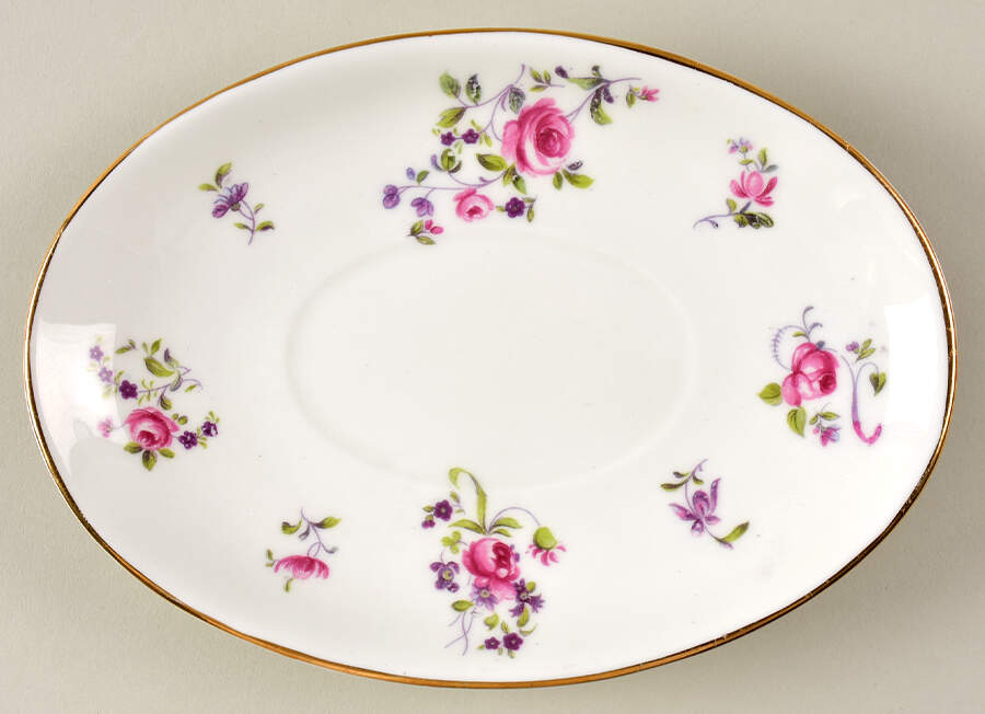 English Rosebud (Smooth Edge) Underplate for Gravy Boat by Crown Staffordshire-1