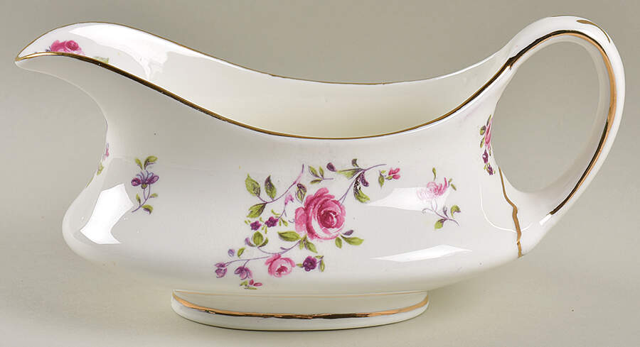 English Rosebud (Smooth Edge) Gravy Boat by Crown Staffordshire-1