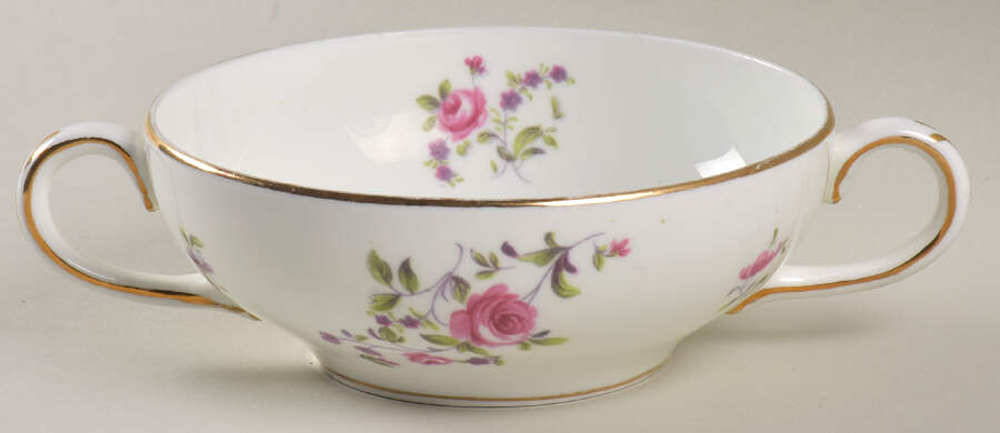 English Rosebud (Smooth Edge) Cream Soup Bowl by Crown Staffordshire-1