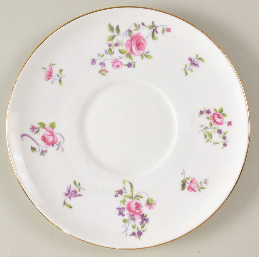 English Rosebud (Smooth Edge) Saucer for Cream Soup Bowl by Crown Staffordshire-1