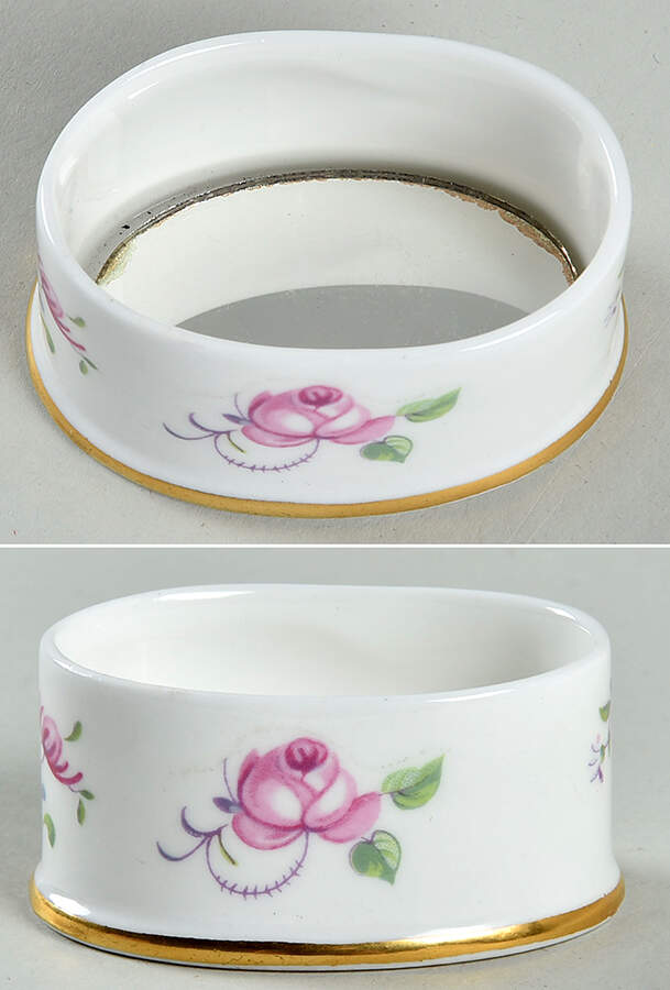 English Rosebud (Smooth Edge) Oval Trinket Box No Lid by Crown Staffordshire-1