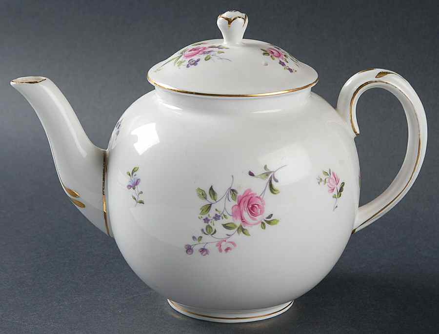 English Rosebud (Smooth Edge) Teapot & Lid by Crown Staffordshire-1