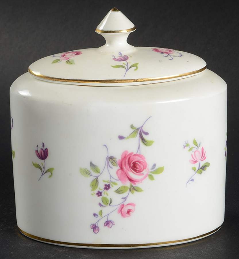 English Rosebud (Smooth Edge) Sugar Bowl & Lid by Crown Staffordshire-1