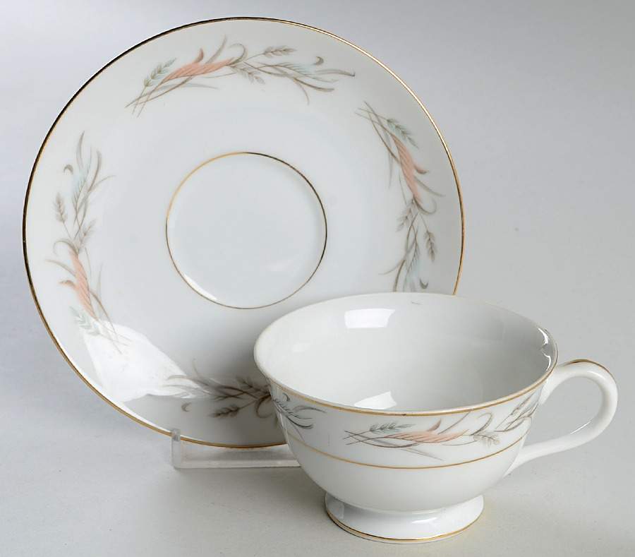 Gold Wheat Footed Cup & Saucer Set by Cheltenham Ltd-1