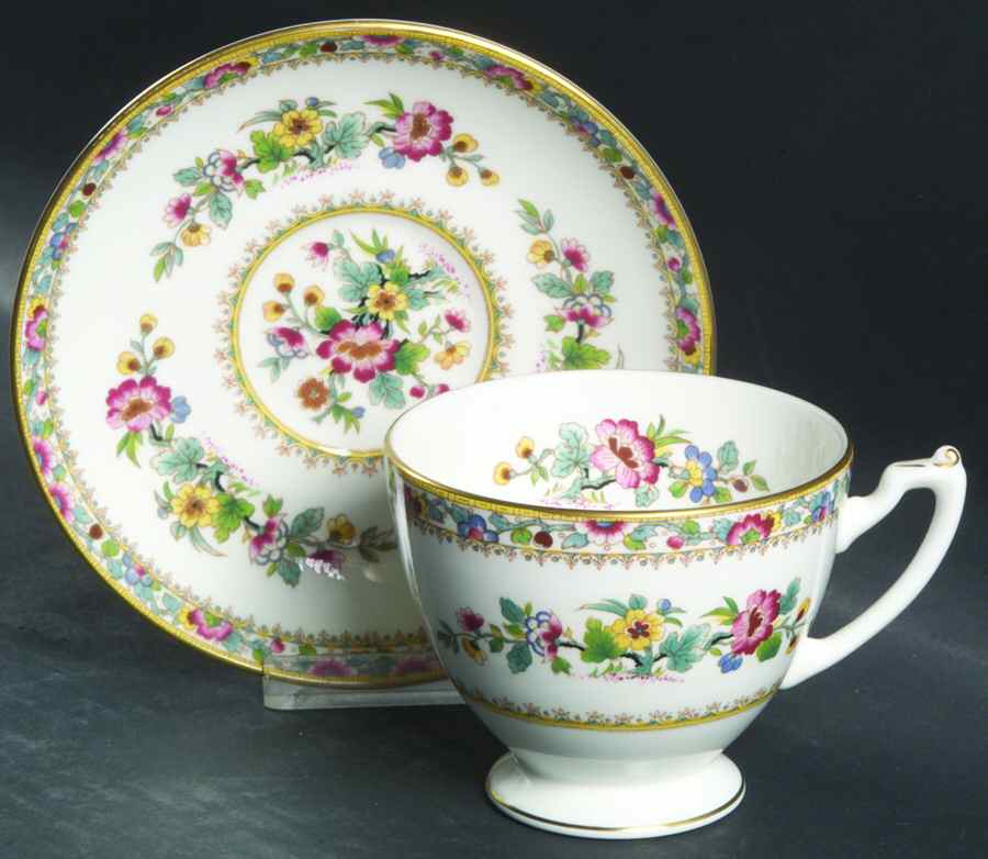 Ming Rose (Smooth) Footed Cup & Saucer Set by Coalport-1