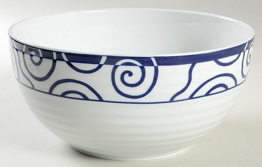 Blue Spiral 8" Salad Serving Bowl by Crate & Barrel-1