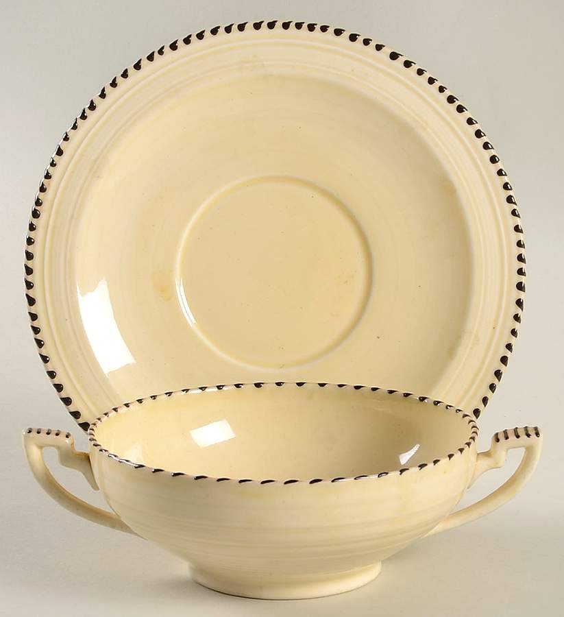 CRD152 Flat Cream Soup Bowl & Saucer Set by Crown Ducal-1