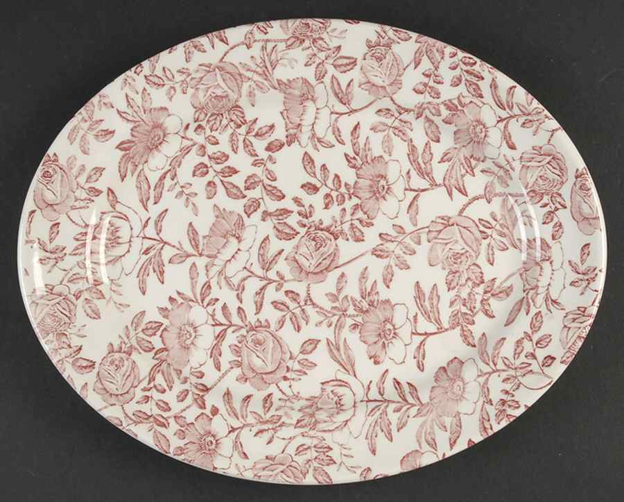 Pink Peony 12" Oval Serving Platter by Churchill-1