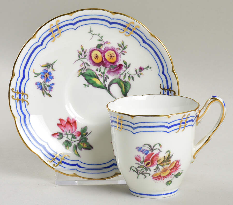 Old Coalport (Gold Trim) Footed Demitasse Cup & Saucer Set by Coalport-1