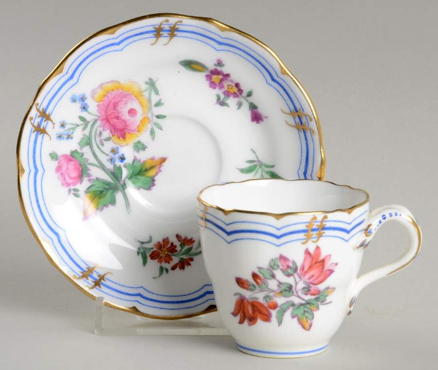 Old Coalport (Gold Trim) Flat Demitasse Cup & Saucer Set by Coalport-1