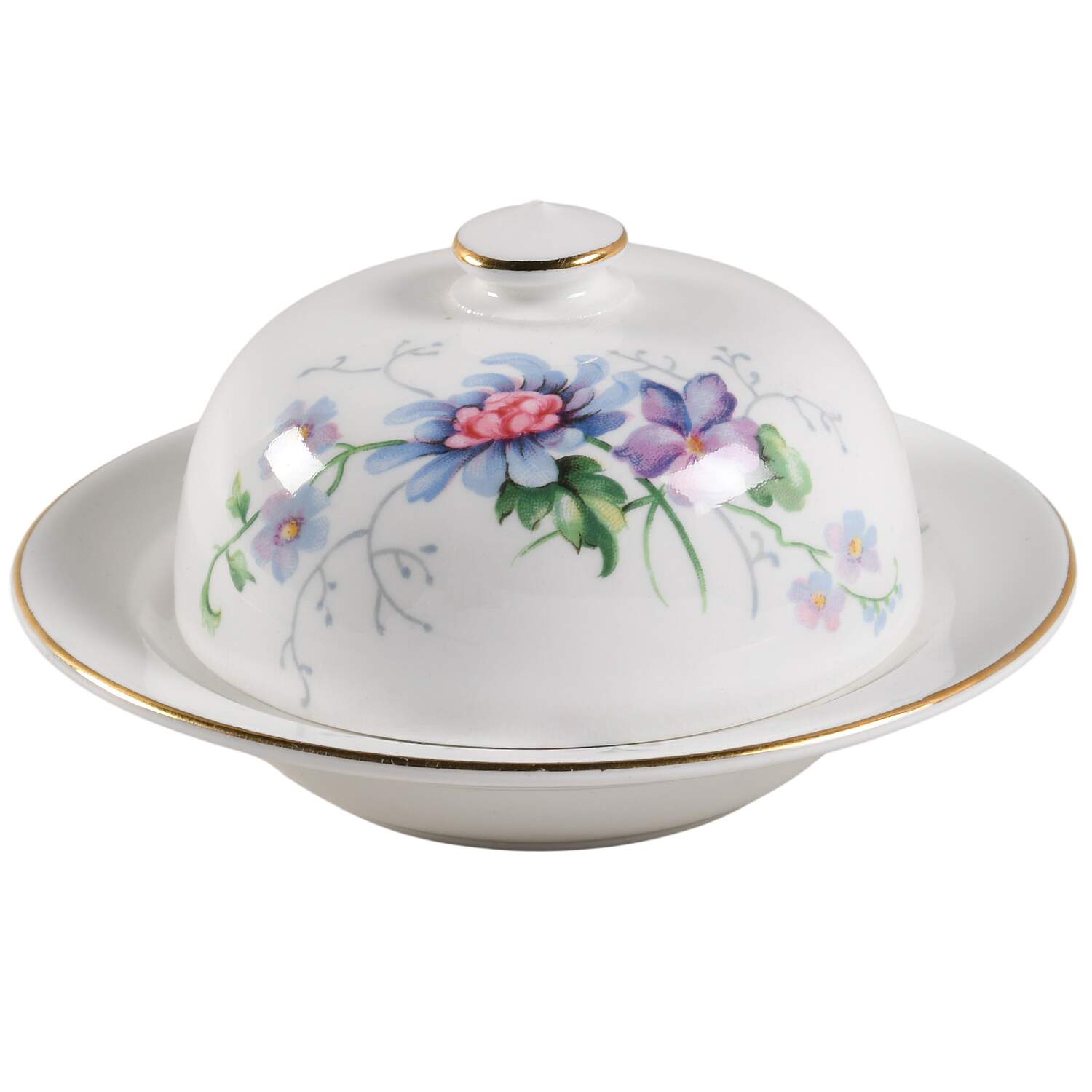 England's Glory (Smooth) Round Covered Butter by Crown Staffordshire-1