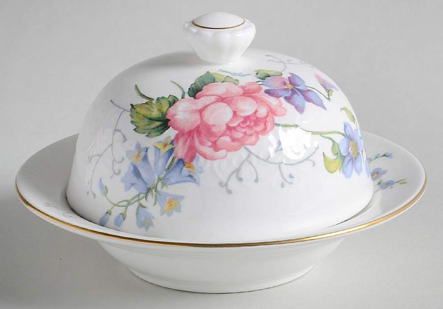England's Glory (Smooth) Mini Round Covered Butter by Crown Staffordshire-1