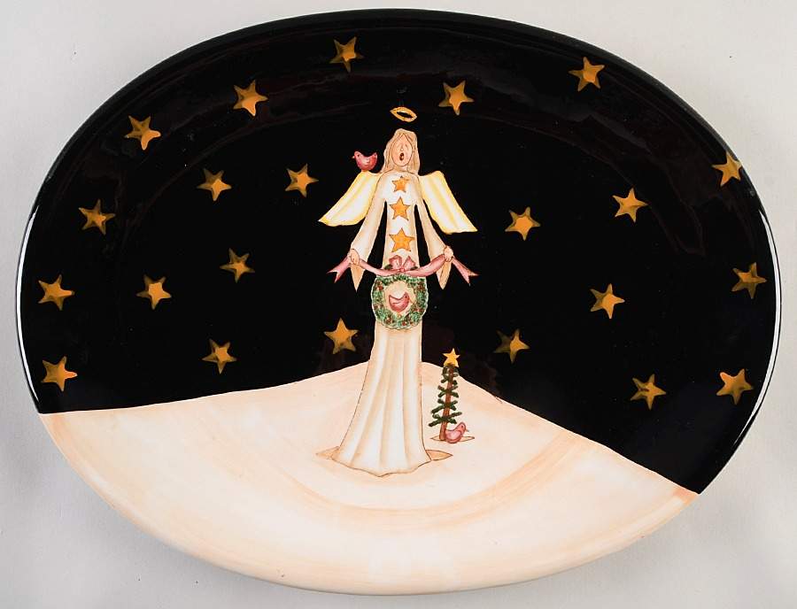 Midnight Angel 15" Oval Serving Platter by Certified International-1