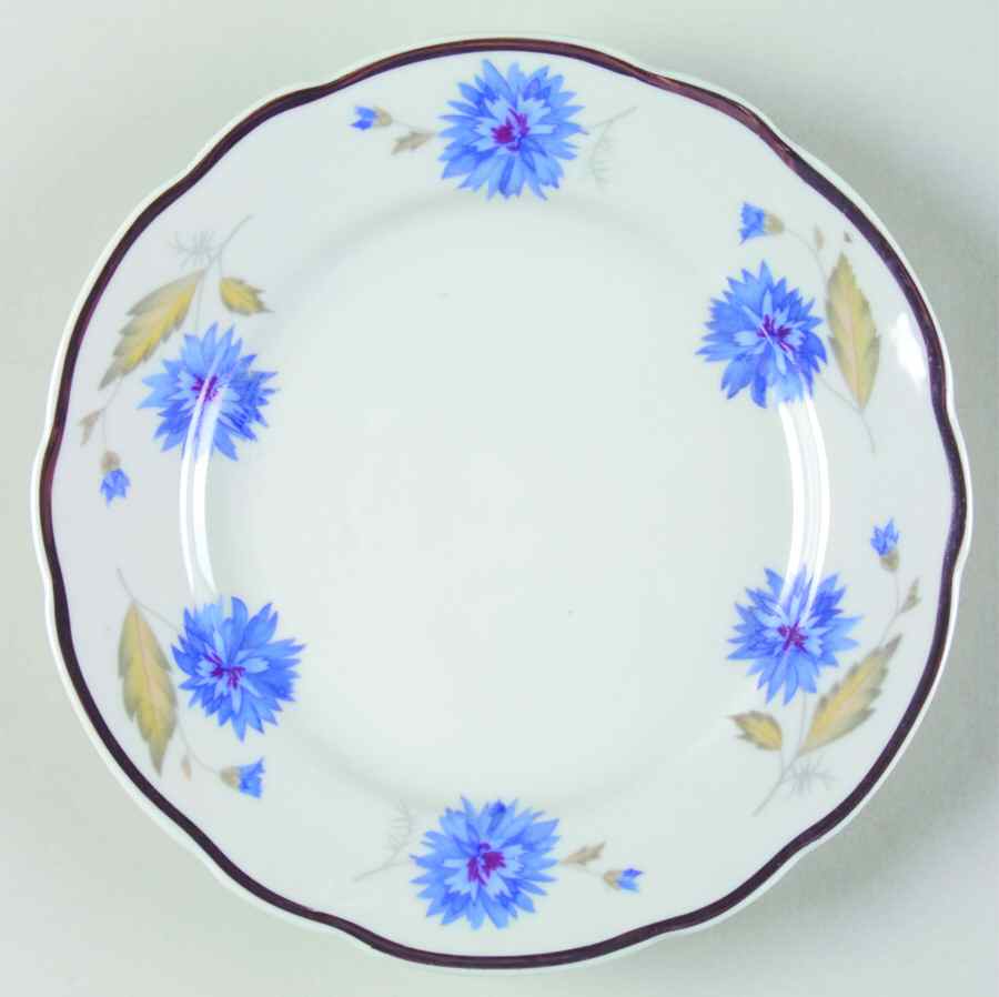 Cornflower (Platinum Trim) Bread & Butter Plate by Cmielow (Poland)-1