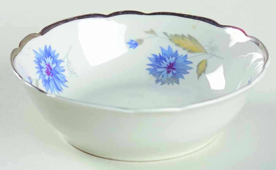 Cornflower (Platinum Trim) Fruit/Dessert (Sauce) Bowl by Cmielow (Poland)-1