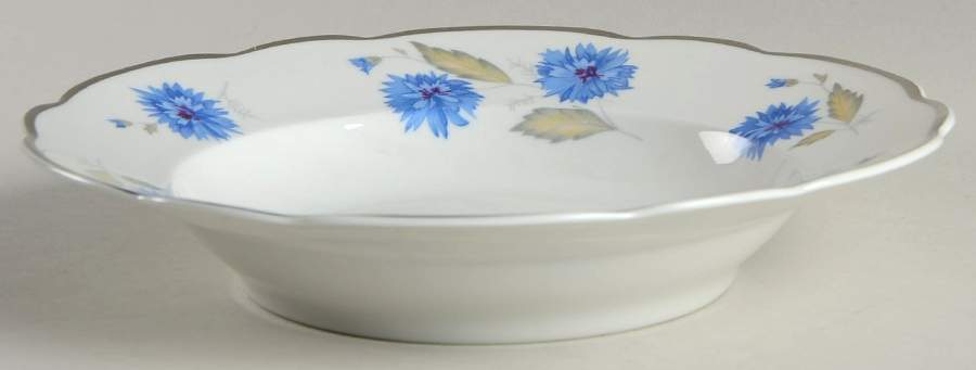 Cornflower (Platinum Trim) Rim Soup Bowl by Cmielow (Poland)-1
