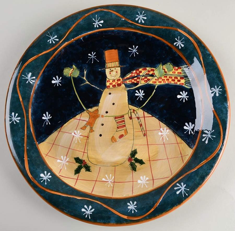 Folk Snowman (Large Flakes) Dinner Plate by Certified International-1