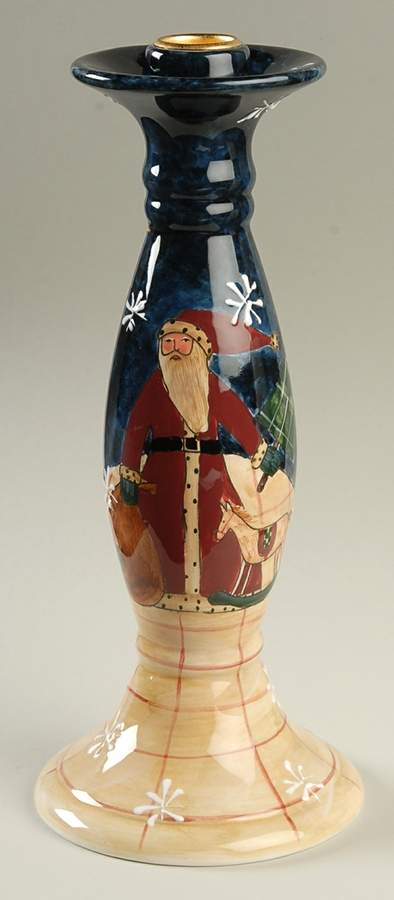 Folk Santa (Large Flakes) 10" Candlestick by Certified International-1