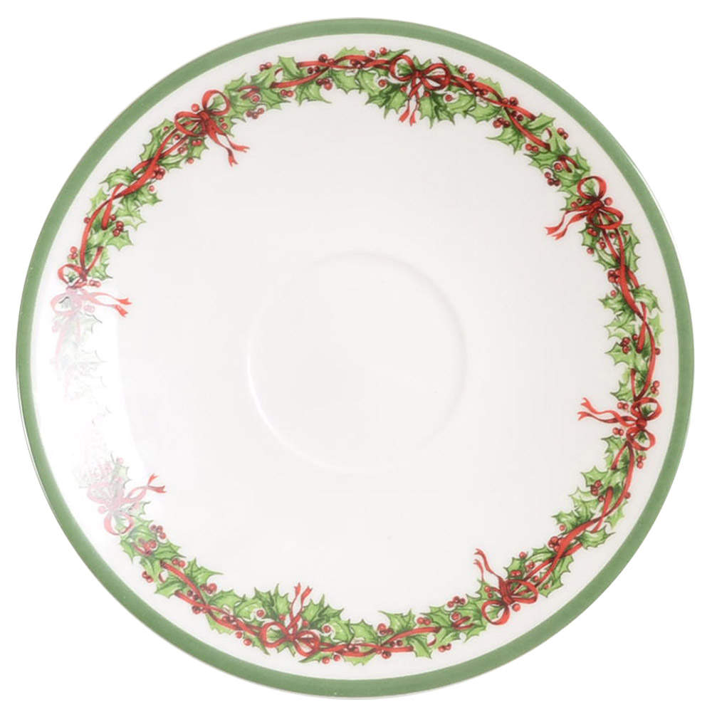 Holiday Celebrations (Green Trim) Saucer by Christopher Radko-1