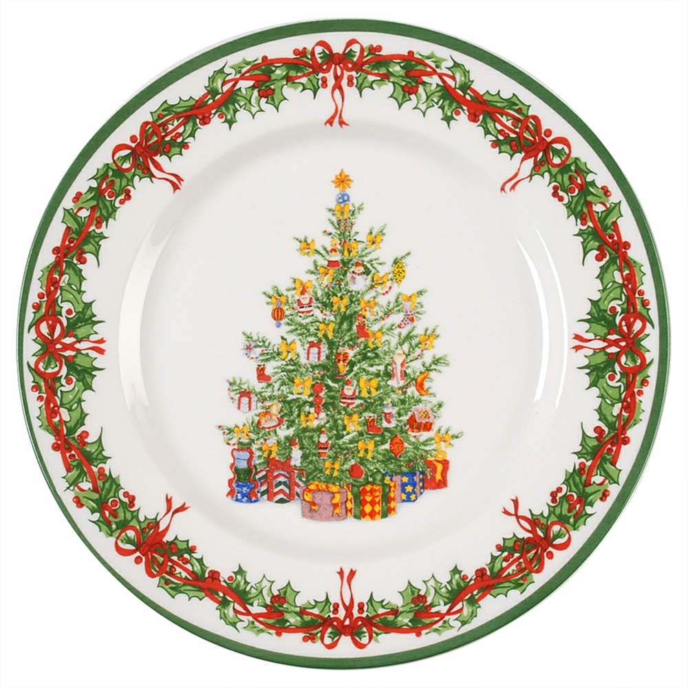 Holiday Celebrations (Green Trim) Salad Plate by Christopher Radko-1