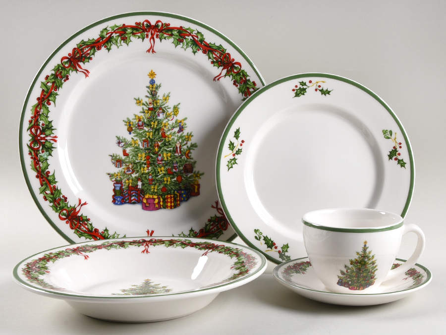 Holiday Celebrations (Green Trim) 40 Piece Estate Set by Christopher Radko-1