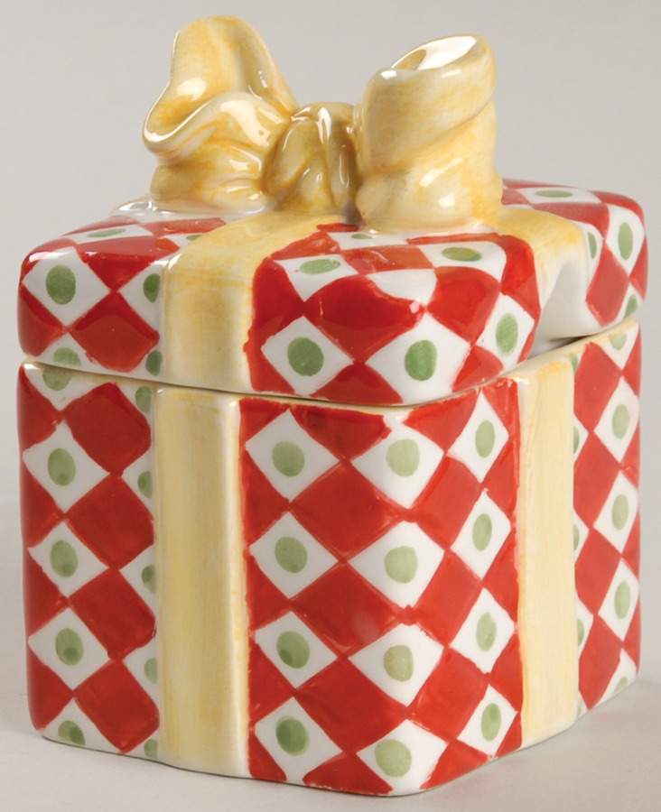 Holiday Celebrations (Green Trim) Figural Sugar Bowl & Lid by Christopher Radko-1