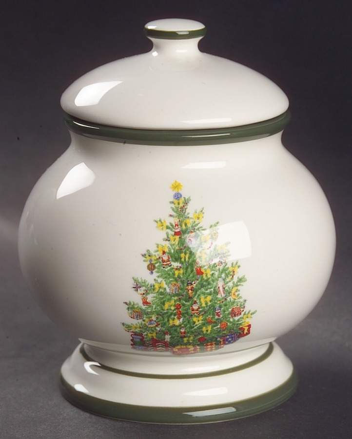 Holiday Celebrations (Green Trim) Sugar Bowl & Lid by Christopher Radko-1