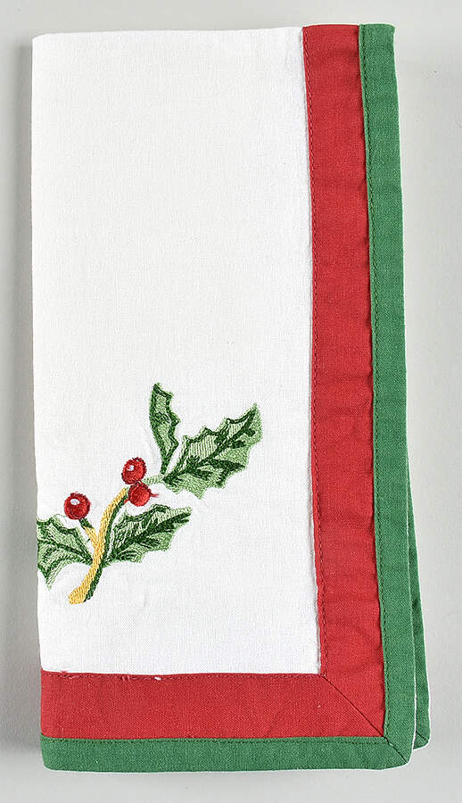Holiday Celebrations (Green Trim) 20" Cloth Napkin by Christopher Radko-1