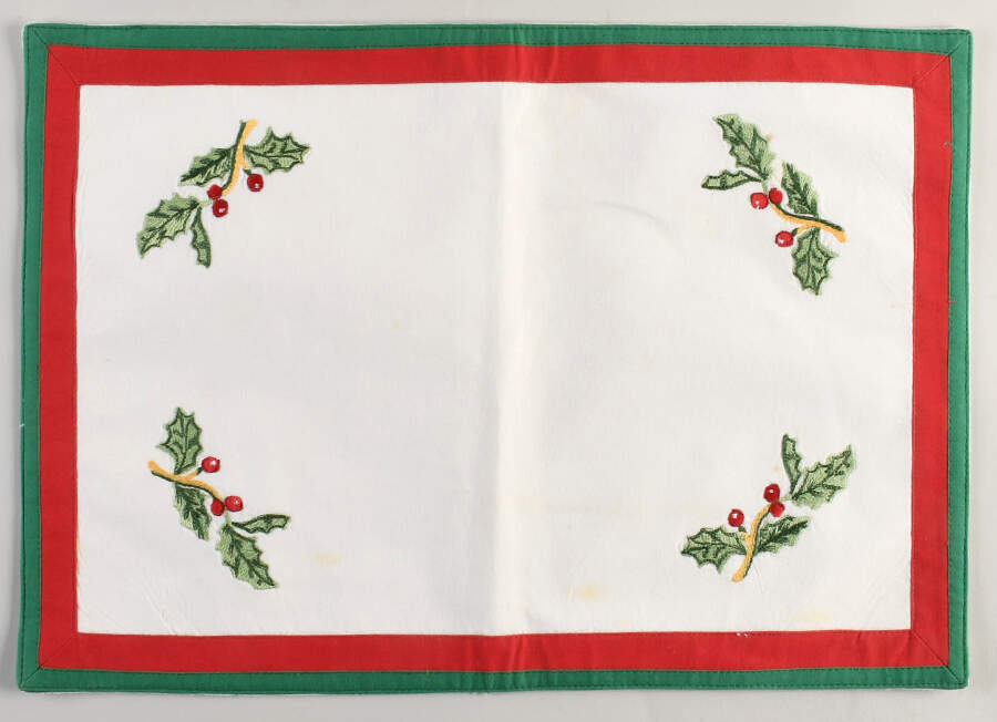 Holiday Celebrations (Green Trim) Cloth Placemat by Christopher Radko-1