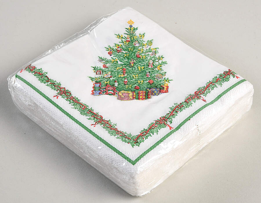 Holiday Celebrations (Green Trim) Package of Paper Beverage Napkins by Christopher Radko-1