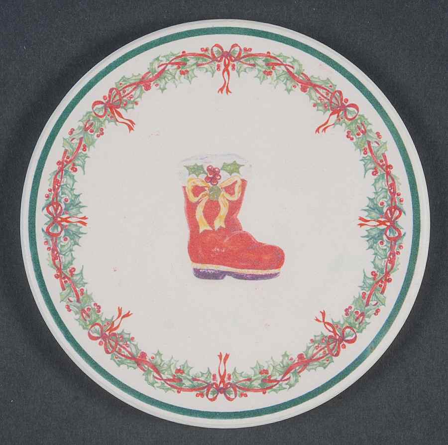 Holiday Celebrations (Green Trim) Cork Back Round Coaster by Christopher Radko-1