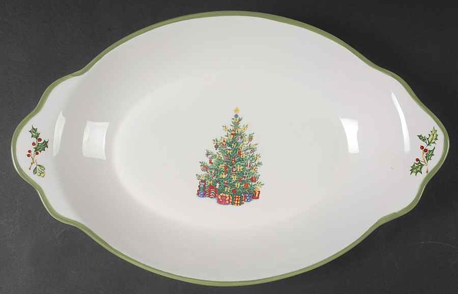 Holiday Celebrations (Green Trim) Bread Tray by Christopher Radko-1