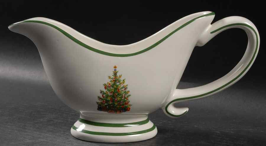 Holiday Celebrations (Green Trim) Gravy Boat by Christopher Radko-1