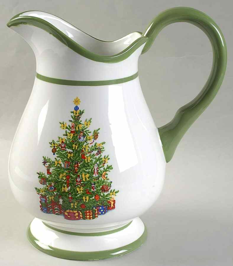 Holiday Celebrations (Green Trim) 64 Oz Pitcher by Christopher Radko-1