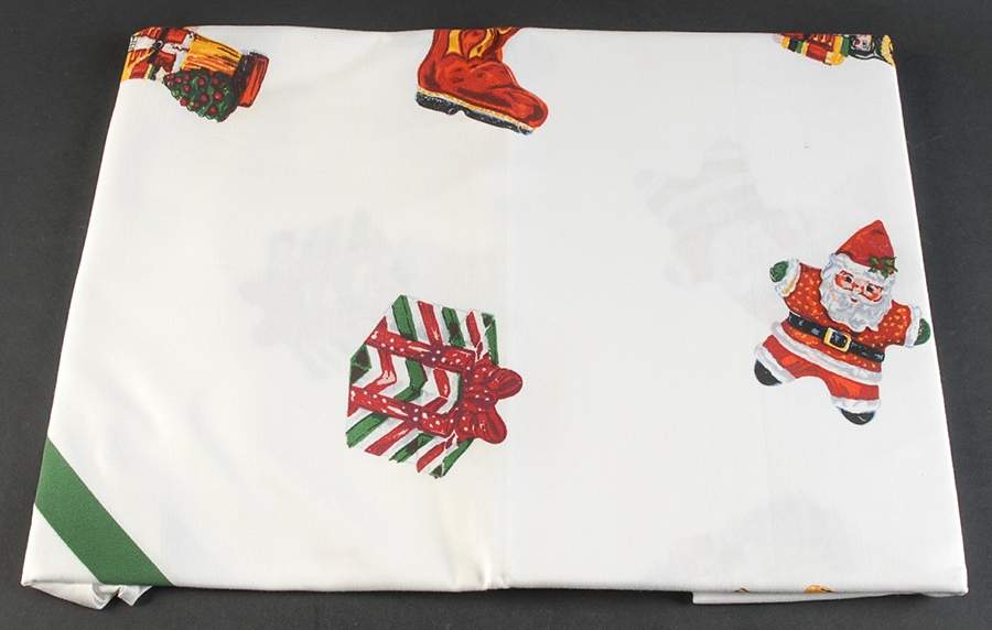 Holiday Celebrations (Green Trim) 70" Round Tablecloth by Christopher Radko-1