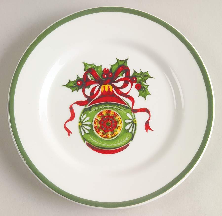Holiday Celebrations (Green Trim) Canape Plate by Christopher Radko-1
