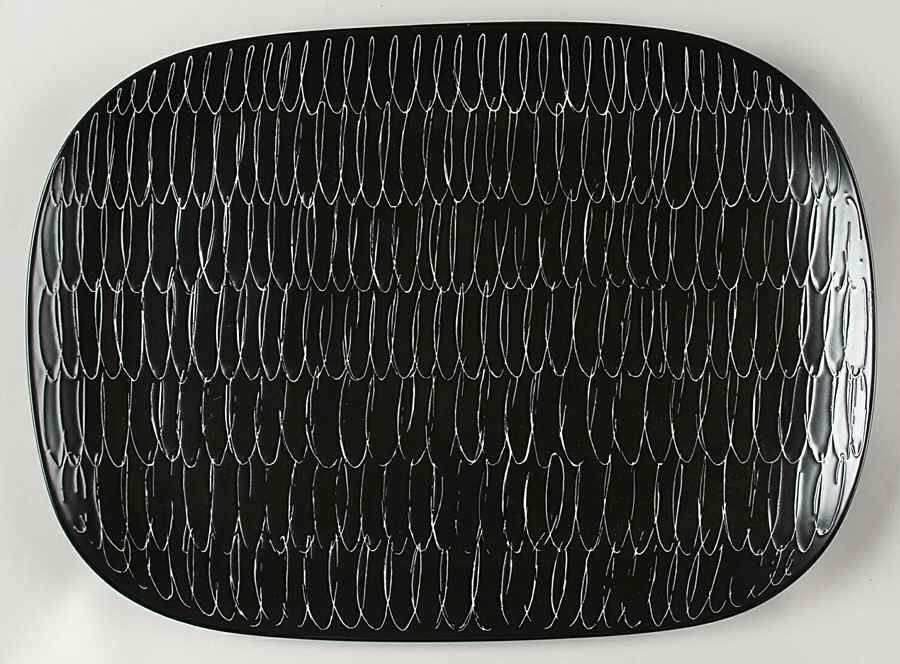 Graffiti Charcoal 14" Oval Serving Platter by Calvin Klein-1