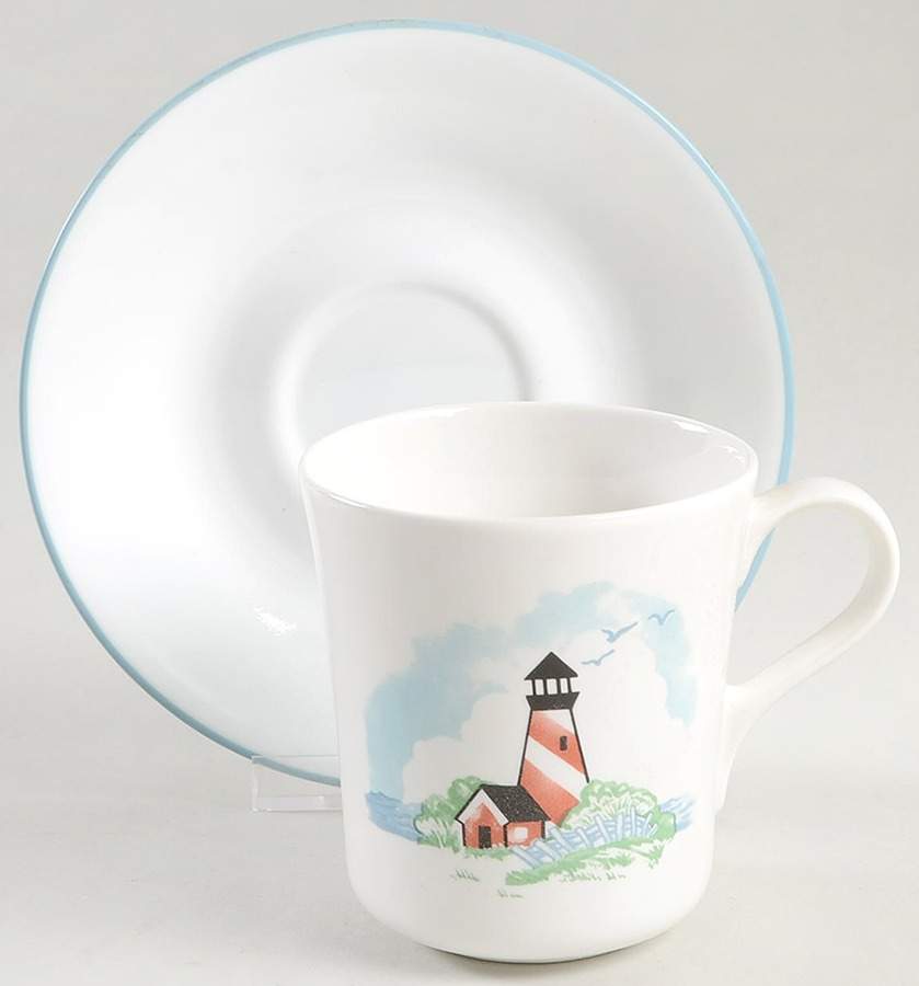 Outer Banks Flat Cup & Saucer Set by Corning Corelle-1