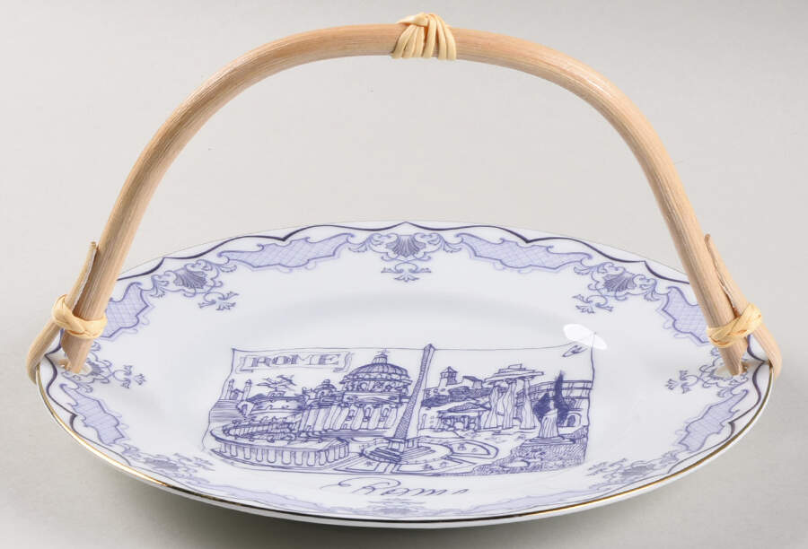 Carteles Postales 5 3/8"-5 5/8" Bamboo Handled Serving Plate  HC by Christian Lacroix-1