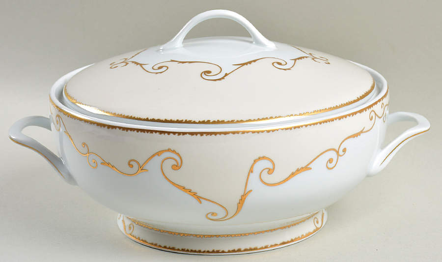 Follement (Gold Trim) Round Covered Vegetable by Christian Lacroix-1