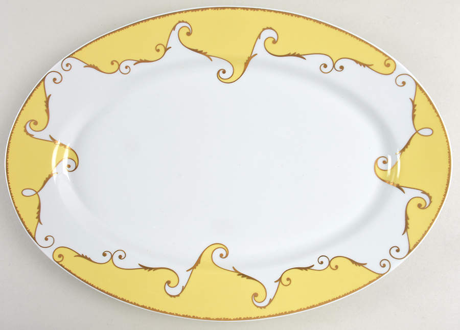 Follement (Gold Trim) 16" Oval Serving Platter by Christian Lacroix-1