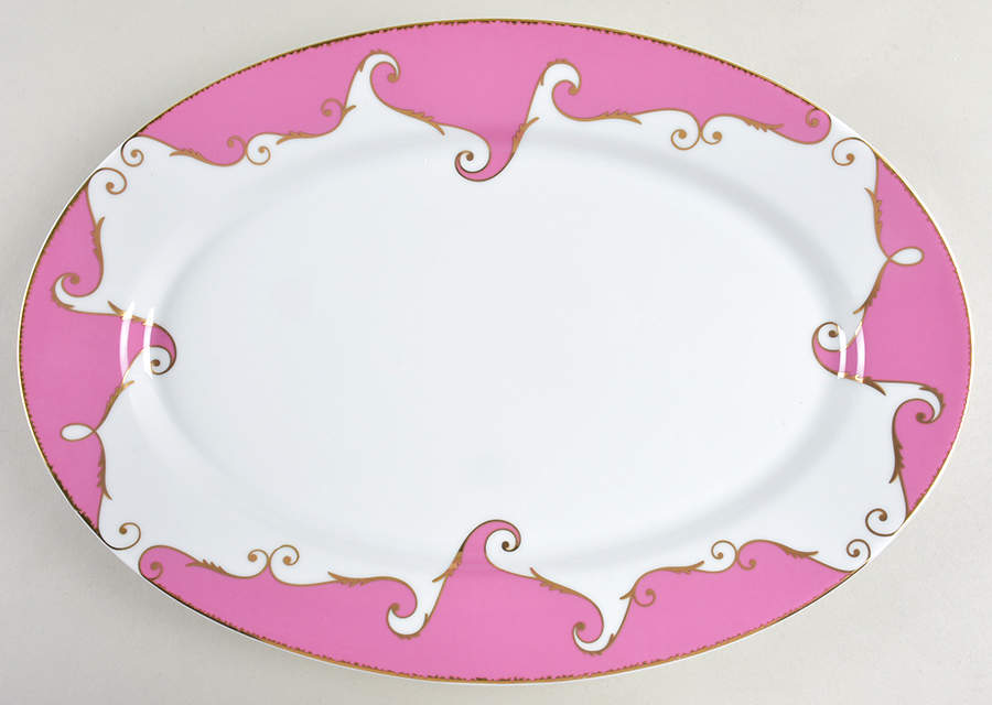 Follement (Gold Trim) 16" Oval Serving Platter by Christian Lacroix-1