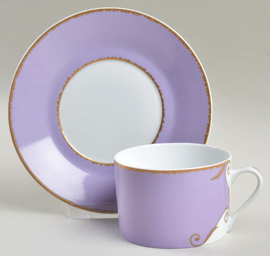 Follement (Gold Trim) Flat Cup & Saucer Set by Christian Lacroix-1