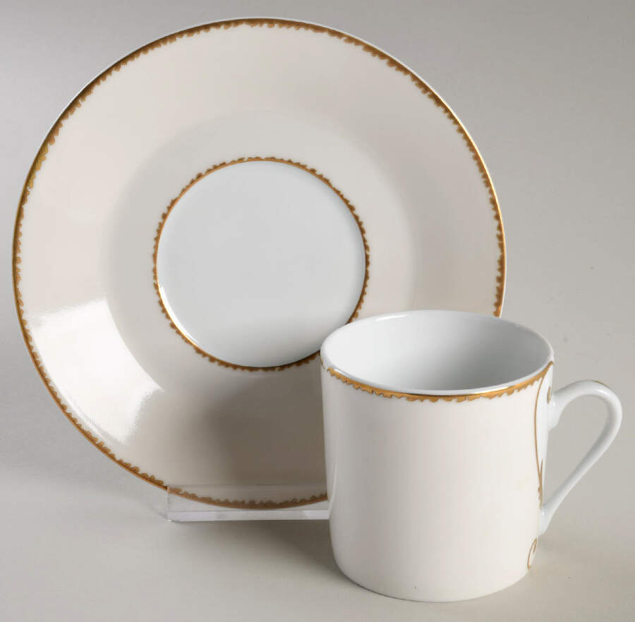 Follement (Gold Trim) Flat Demitasse Cup & Saucer Set by Christian Lacroix-1