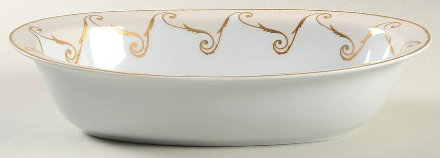 Follement (Gold Trim) 10" Oval Vegetable Bowl by Christian Lacroix-1