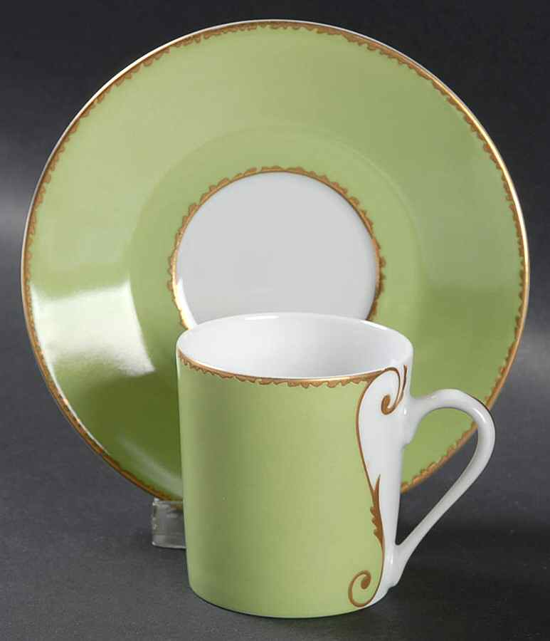 Follement (Gold Trim) Flat Demitasse Cup & Saucer Set by Christian Lacroix-1