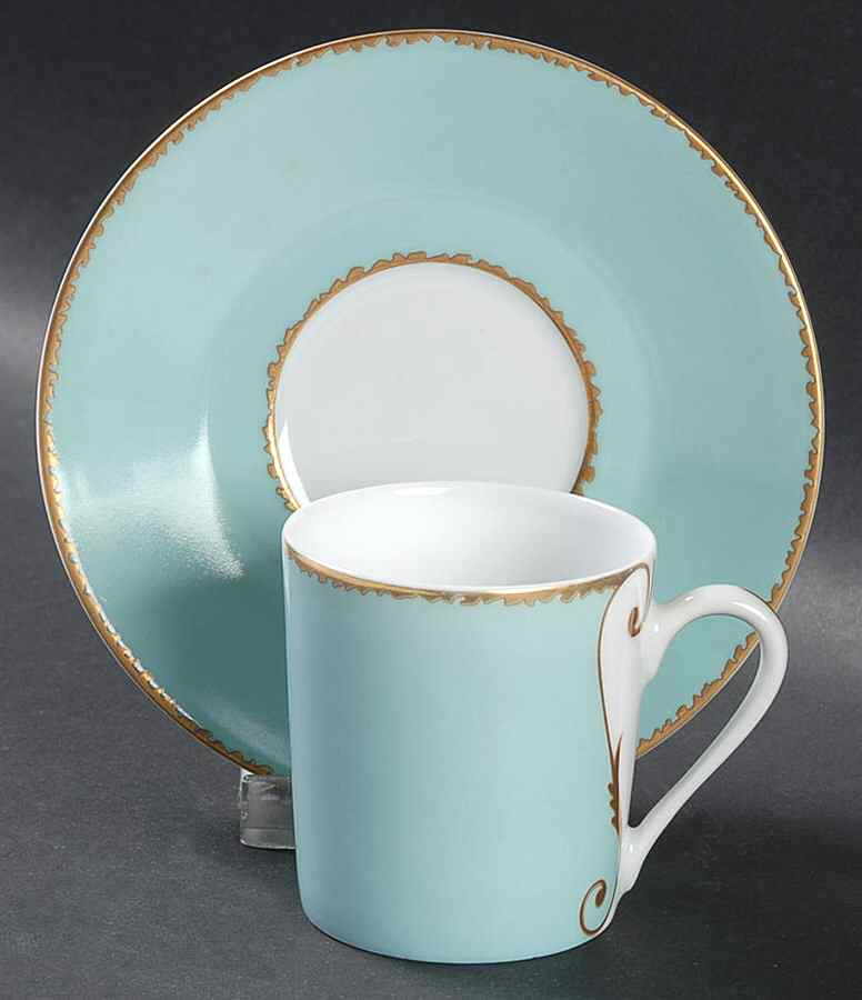 Follement (Gold Trim) Flat Demitasse Cup & Saucer Set by Christian Lacroix-1
