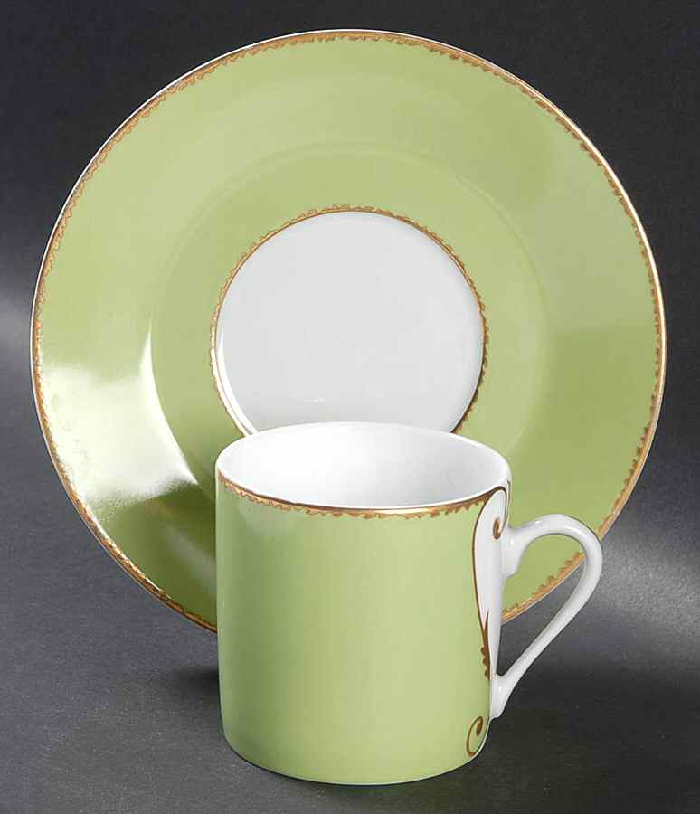 Follement (Gold Trim) Flat Demitasse Cup & Saucer Set by Christian Lacroix-1